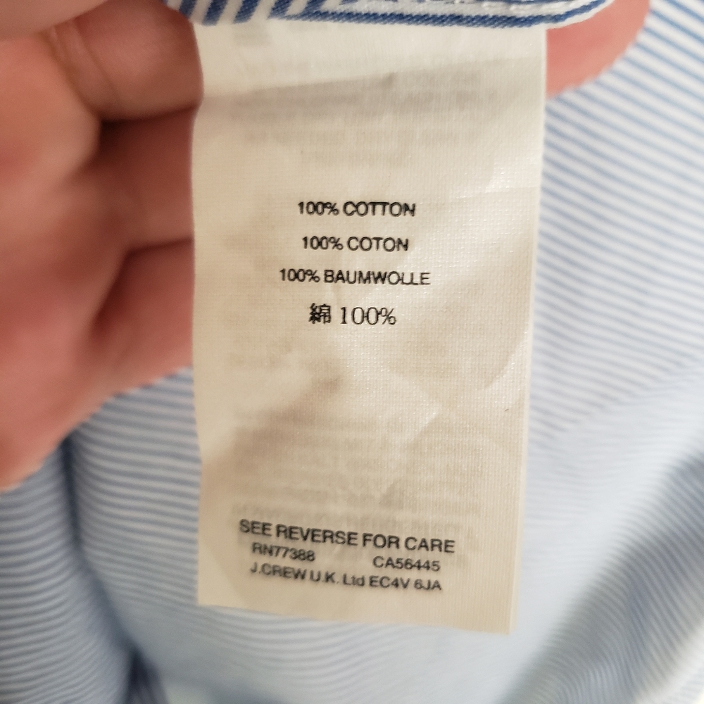 🌞SOLD🌞 J. Crew Classic Blue and White Pinstripe Button Down Shirt 100% Cotton - Picture 7 of 12